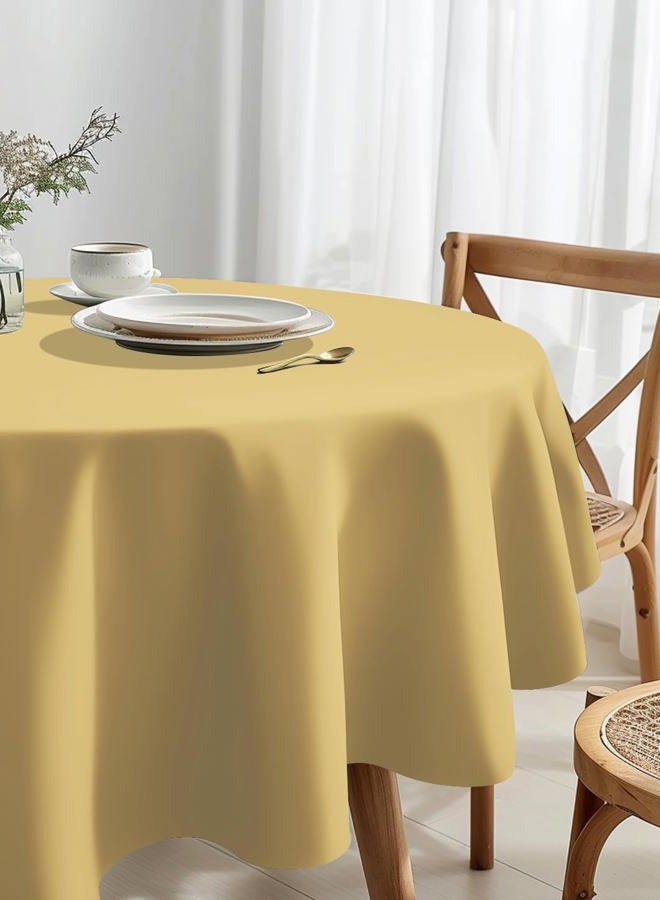 HEIPINIUYE 3 Pack Gold Tablecloth Round 84 Inch Round Plastic Table Cloth Waterproof Disposable Round Table Cover for Party Birthday Camping Picnic Baby Shower Circle Tablecloth - Image 5