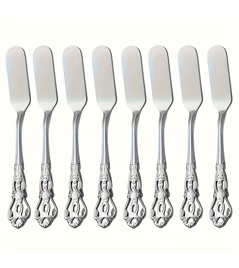 8 Piece Stainless Steel Butter Knife Cheese Knife Multi Purpose Spatula Set Silvery Kitchen Dining Accessories - Image 2