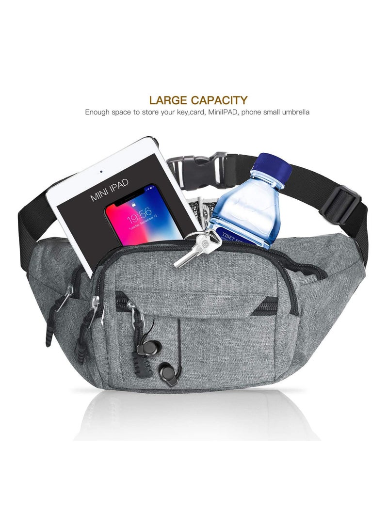 KASTWAVE Bumbag Waist Bag, Waterproof 4 Zip Pockets Running Waist Pack Bag for Men Women, Adjustable Belt Waistpacks for Outdoors, Sport, Hiking, Travel - Image 2