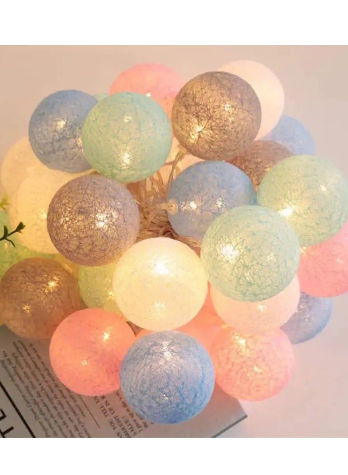 Generic Cotton Ball String Lights Fairy Hanging for Lights, Outdoor Holiday Wedding  - Image 1