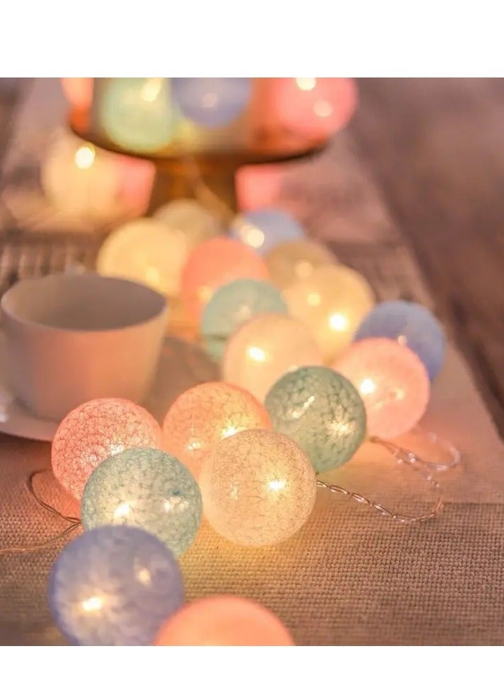 Generic Cotton Ball String Lights Fairy Hanging for Lights, Outdoor Holiday Wedding  - Image 2