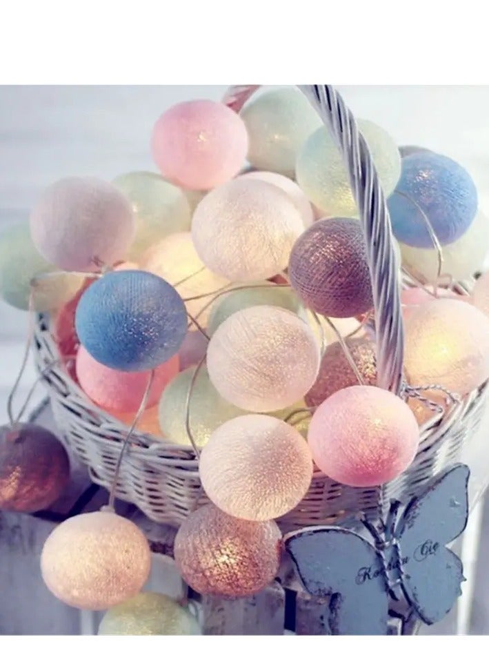 Generic Cotton Ball String Lights Fairy Hanging for Lights, Outdoor Holiday Wedding  - Image 3