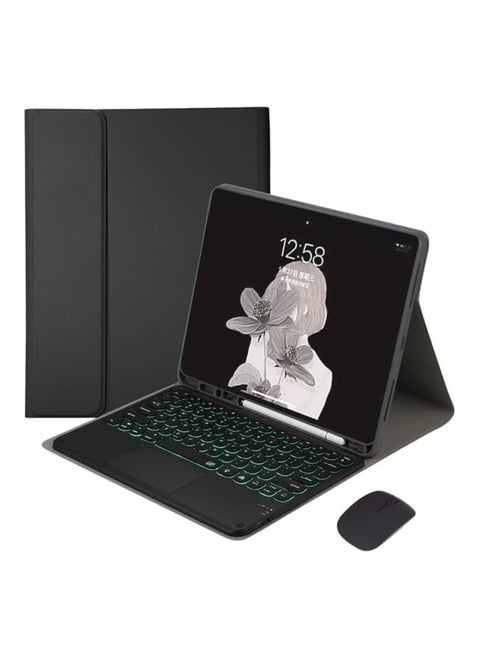 Keyboard Case Compatible with iPad Air 13 Inch 2024 (Model Number: A2903, A2904) with Pen Holder 7 Color Backlit Keyboard with Touchpad + Mouse PU Stand Cover for iPad Air 13