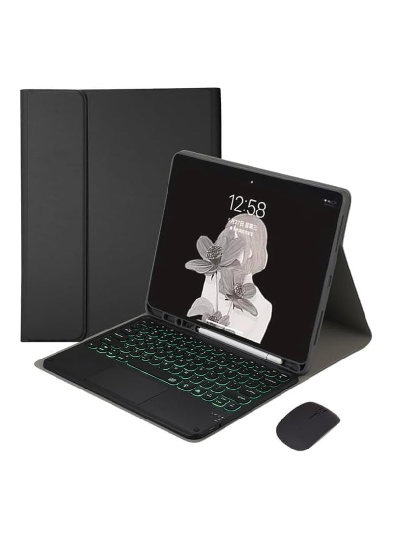 General - Keyboard Case Compatible with iPad Air 13 Inch 2024 (Model Number: A2903, A2904) with Pen Holder 7 Color Backlit Keyboard with Touchpad + Mouse PU Stand Cover for iPad Air 13 - Image 1