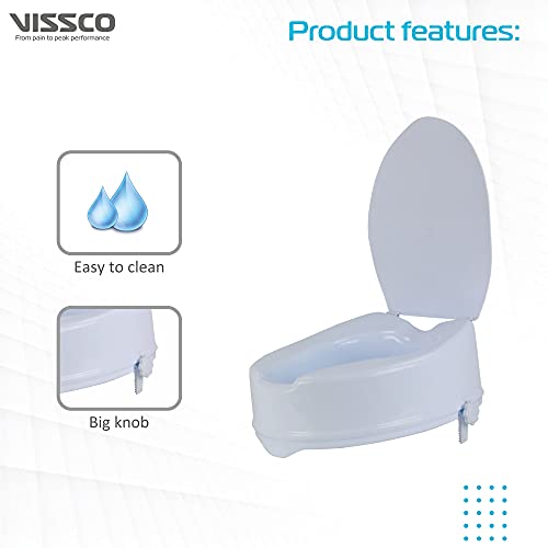 Vissco Comfort Elevated Commode Seat (6 Inch Height) with Lid, Comfortable, Lightweight Portable Commode Raiser - Universal - Image 3