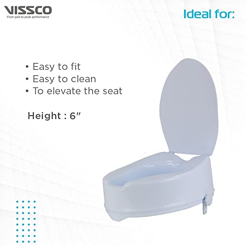 Vissco Comfort Elevated Commode Seat (6 Inch Height) with Lid, Comfortable, Lightweight Portable Commode Raiser - Universal - Image 2