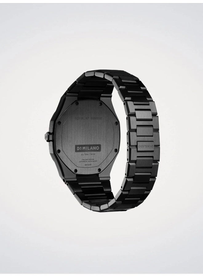 D1 MILANO Ultra Thin Black DLC (40mm) Black & Gold Carbon Dial / Black PVD Stainless Steel Bracelet - Image 2