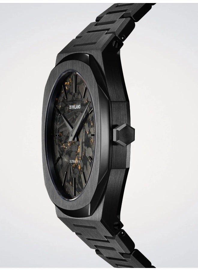 D1 MILANO Ultra Thin Black DLC (40mm) Black & Gold Carbon Dial / Black PVD Stainless Steel Bracelet - Image 3