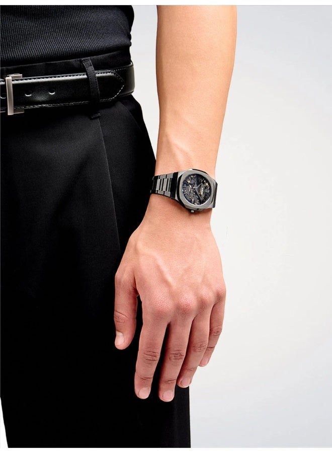 D1 MILANO Ultra Thin Black DLC (40mm) Black & Gold Carbon Dial / Black PVD Stainless Steel Bracelet - Image 5