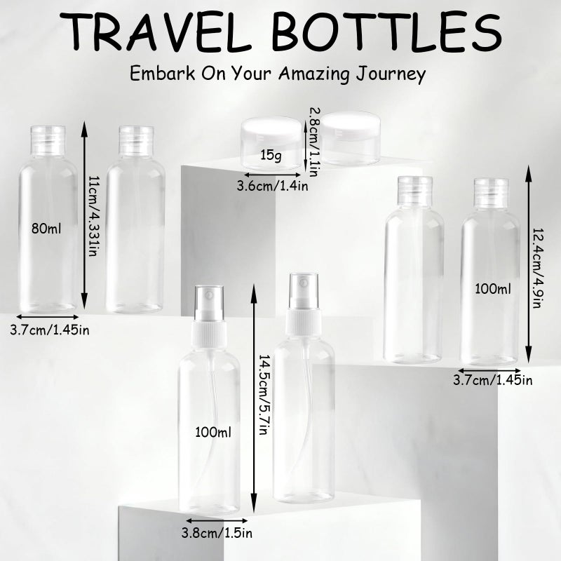 Ninsula 8Pcs Travel Bottles Set  Tsa Approved Travel Size Toiletries  Reusable Leak Proof Cosmetic Containers For Shampoo  Conditioner  Cream -Women Men Travel Essentials - Image 2