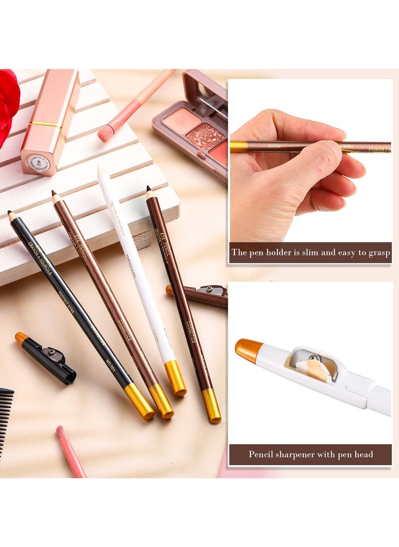 SUNSAR 3Pieces Barber Pencil Styling Tool with Built-in Sharpener Edge Hairline Razor Trace Pencils Beard Guide Beard and Hairline Pencils for Men Women (Black, Brown, White)  - Image 3