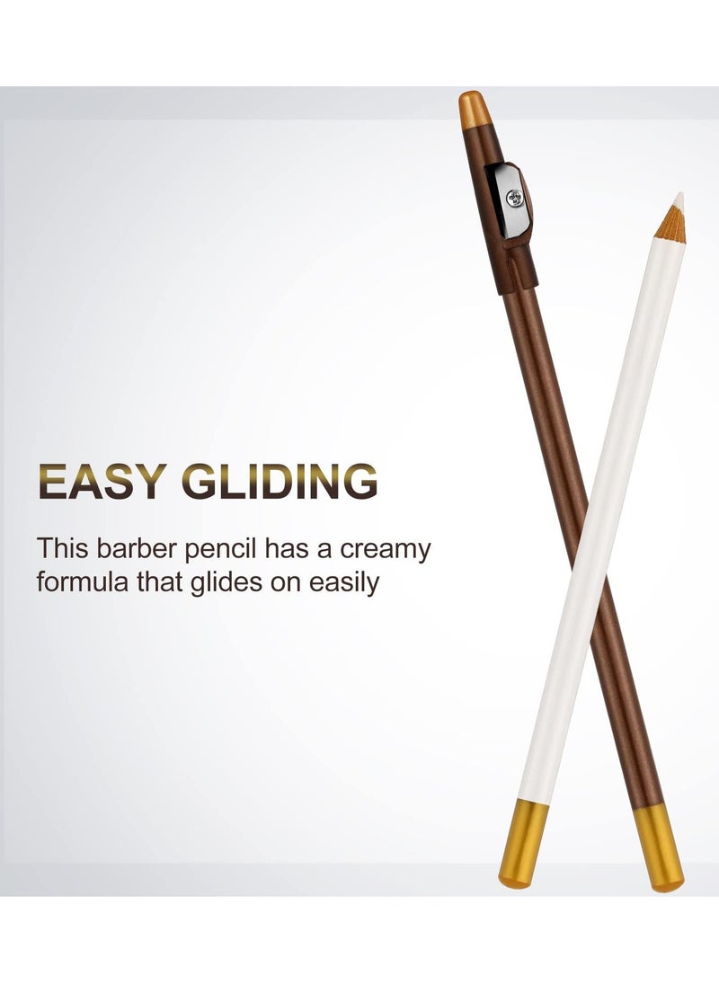 SUNSAR 3Pieces Barber Pencil Styling Tool with Built-in Sharpener Edge Hairline Razor Trace Pencils Beard Guide Beard and Hairline Pencils for Men Women (Black, Brown, White)  - Image 4
