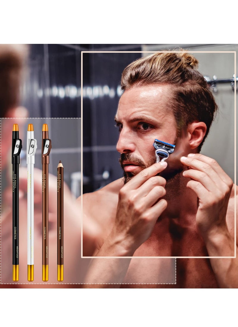 SUNSAR 3Pieces Barber Pencil Styling Tool with Built-in Sharpener Edge Hairline Razor Trace Pencils Beard Guide Beard and Hairline Pencils for Men Women (Black, Brown, White)  - Image 5