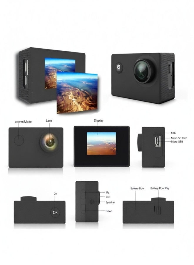 SJCAM SJ4000AIR 4K HD Action Camera with 2-inch IPS Screen 16MP 170°Wide Angle 30m Waterproof Support WiFi Connection with Waterproof Case Adapters - Image 4