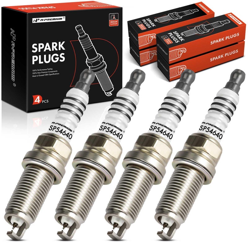 A-Premium 4 Packs Iridium Spark Plugs Compatible with Toyota Corolla, Prius, Yaris, 4Runner, Tacoma & Hyundai Elantra & Subaru Forester & Honda Civic, 1989-2020 - Image 1