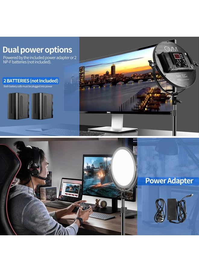 GVM Great Video Maker GVM Desk Mount LED Video Light, 10'' Round Key Light with Built-in Diffuser and LCD Display, Bi-Color Professional Light for Game/Studio/Streaming/YouTube Video Shooting, APP Control CRI 97+  - Image 5