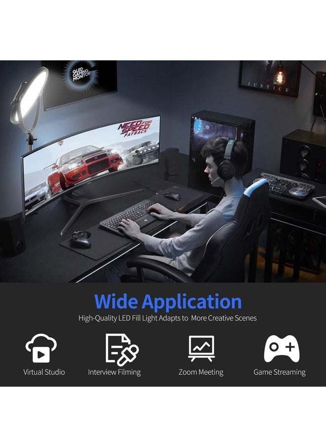 GVM Great Video Maker GVM Desk Mount LED Video Light, 10'' Round Key Light with Built-in Diffuser and LCD Display, Bi-Color Professional Light for Game/Studio/Streaming/YouTube Video Shooting, APP Control CRI 97+  - Image 3