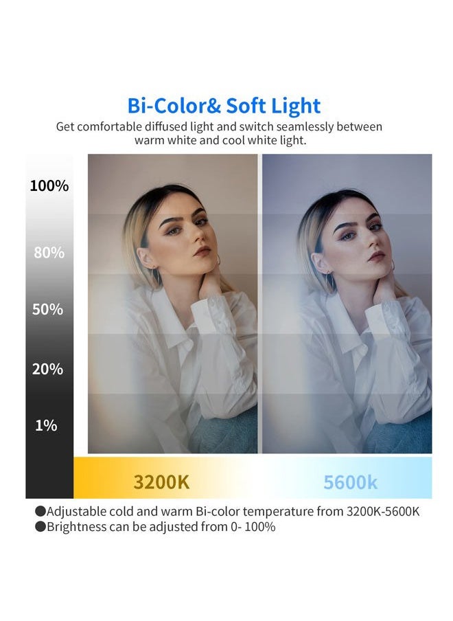 GVM Great Video Maker - GVM Desk Mount LED Video Light, 10'' Round Key Light with Built-in Diffuser and LCD Display, Bi-Color Professional Light for Game/Studio/Streaming/YouTube Video Shooting, APP Control CRI 97+ - Image 1