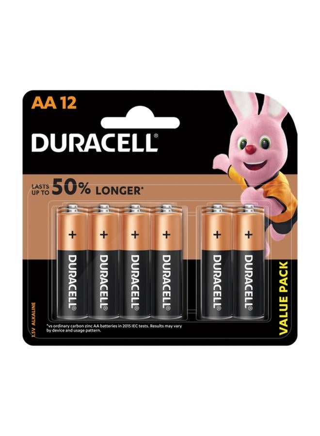 Duracell 12-Piece AA Alkaline Battery Black and Copper 37332 - Image 1