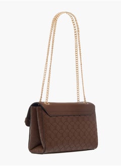 ELLE Womens Monogram Embossed Crossbody Bag With Chain Strap And Twist Lock Closure  - Image 3