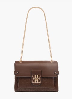 ELLE Womens Monogram Embossed Crossbody Bag With Chain Strap And Twist Lock Closure  - Image 1