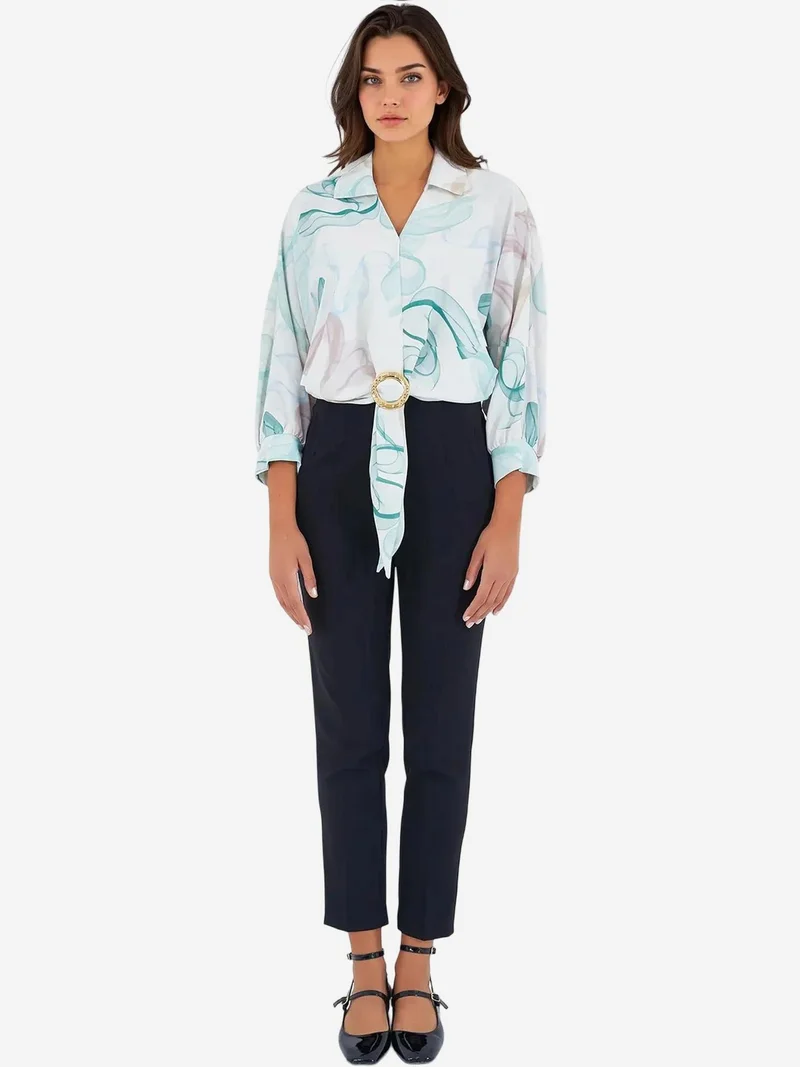 BIG DART BDART Printed Crop Shirt with Pompom Detail