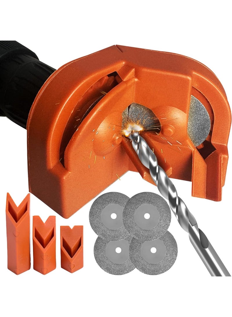 Drill sharpener, portable drill sharpener, multi-purpose drill sharpener with 4 grinding wheels, suitable for all drill bits - Image 1