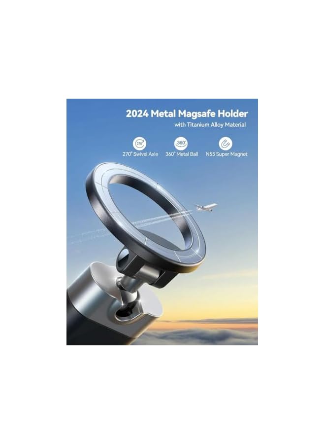 S-TOP Airplane Phone Holder Travel Essentials, 360° Metal Ball & Titanium for Mag-safe Airplane Accessories, Universal Travel Phone Mount, Must Have for iPhone 15 Pro Max - Image 1