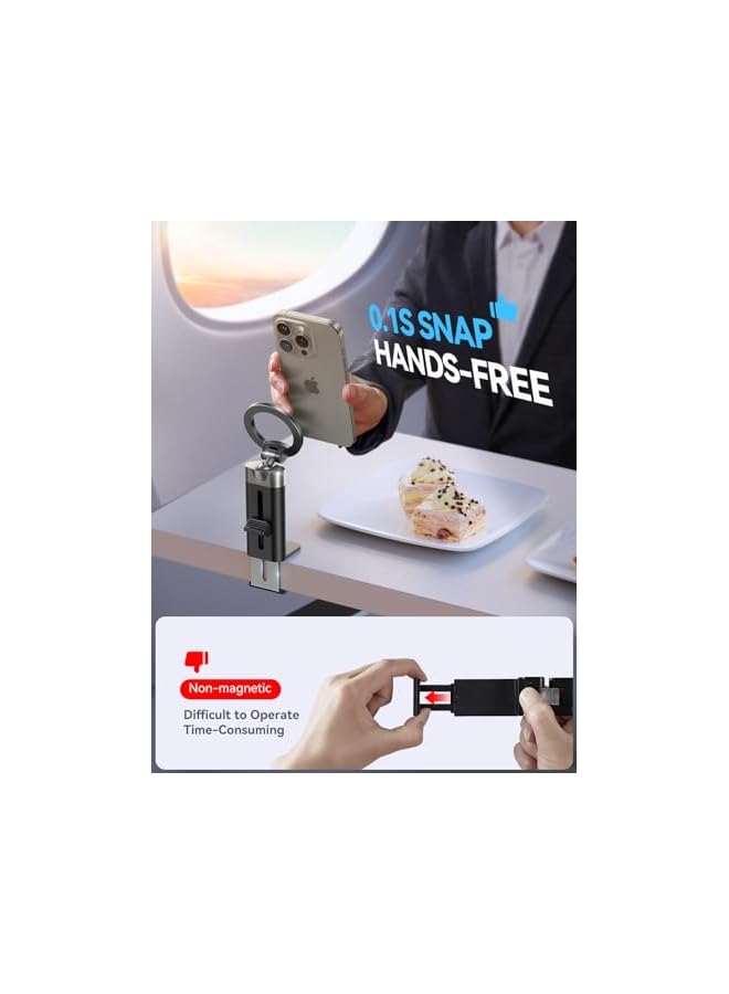 S-TOP Airplane Phone Holder Travel Essentials, 360° Metal Ball & Titanium for Mag-safe Airplane Accessories, Universal Travel Phone Mount, Must Have for iPhone 15 Pro Max - Image 2