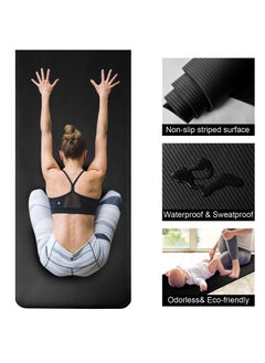 SKY-TOUCH Black 10mm Yoga Mat – 180x60 cm Extra Thick, Non-Slip Cushion for Ultimate Comfort, Stability & Support in Yoga, Pilates, Gymnastics, Stretching & Full Body Workouts  - Image 3