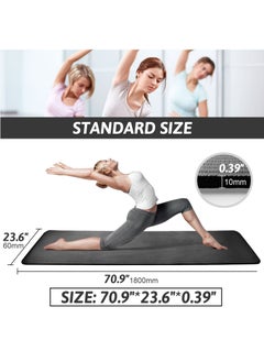 SKY-TOUCH Black 10mm Yoga Mat – 180x60 cm Extra Thick, Non-Slip Cushion for Ultimate Comfort, Stability & Support in Yoga, Pilates, Gymnastics, Stretching & Full Body Workouts  - Image 4