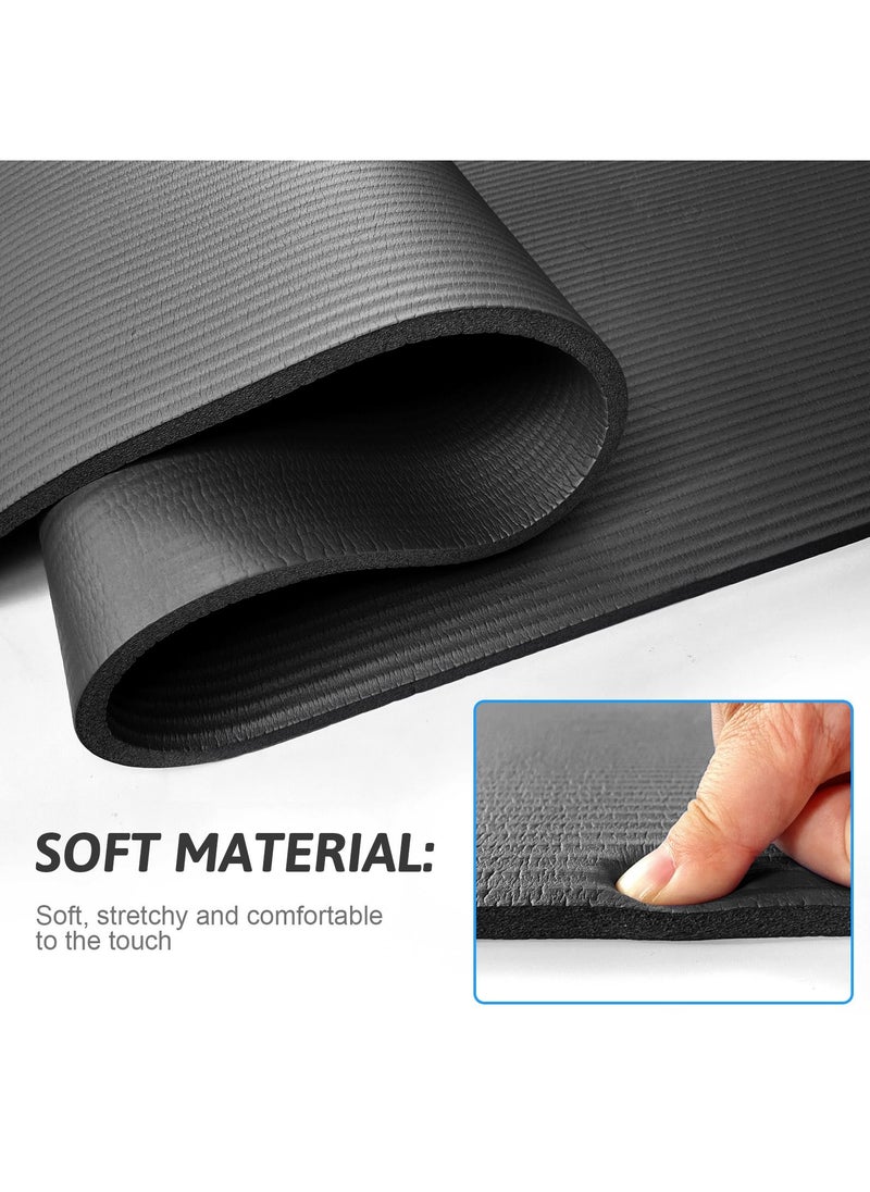 SKY-TOUCH Black 10mm Yoga Mat – 180x60 cm Extra Thick, Non-Slip Cushion for Ultimate Comfort, Stability & Support in Yoga, Pilates, Gymnastics, Stretching & Full Body Workouts  - Image 5