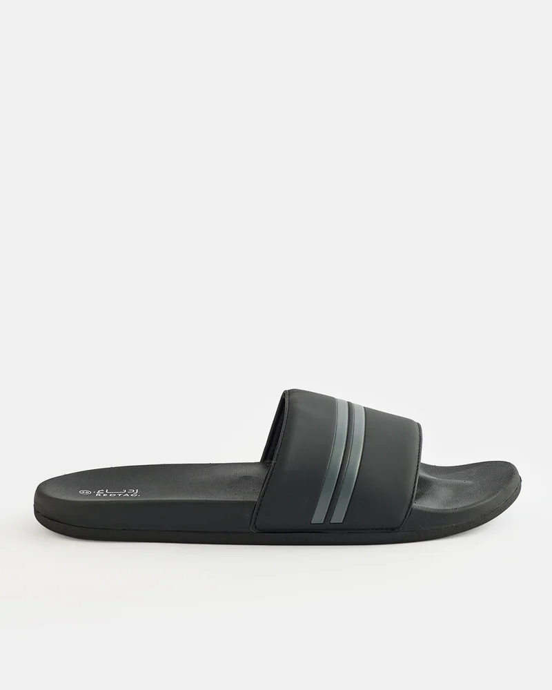 REDTAG Men Black Striped Slides