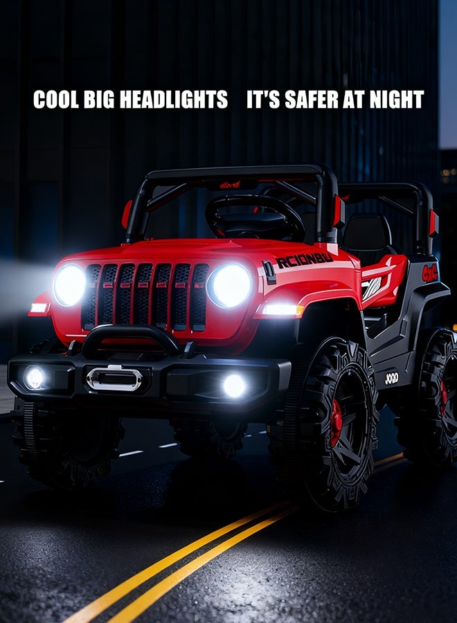 DESINO 12V Kids Ride On Toy, Mini Truck, Electric Play Car w/Parent Remote Control, 4-Wheel Suspension, LED Lights, 2 Speeds, Functional Horn, 3.1MPH Max Speed (Red)) - Image 2