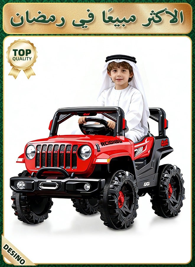 DESINO 12V Kids Ride On Toy, Mini Truck, Electric Play Car w/Parent Remote Control, 4-Wheel Suspension, LED Lights, 2 Speeds, Functional Horn, 3.1MPH Max Speed (Red)) - Image 1