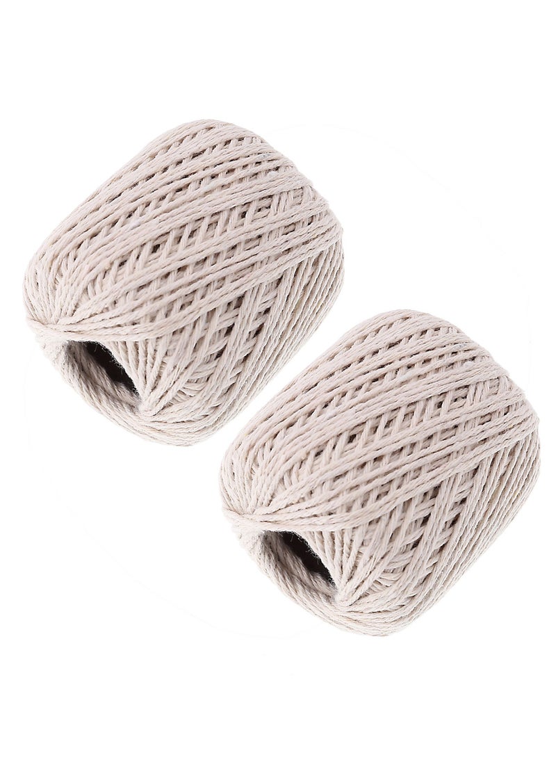 LAWAZIM Natural Color Cotton Twine 50g 2 Piece | Twine for Crafts Gardening Garden Plant Gift Wrapping Art Decoration Packing Material Christmas Twine Bulk Heavy-Duty 