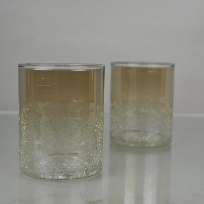 Decent Glass Tealight Candle Holders Glass Half Crackle Tea Light Votive for Home Decoration Gift Candle Votive