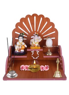 PRIMEFAIR PRIMEFAIR Handmade Beautiful Wooden TempleHome TemplePuja MandirWall Hanging and Table Top Home Mandir TempleHome Art Craft Engineered Wood Home Wall Temple BROWN398  - Image 1