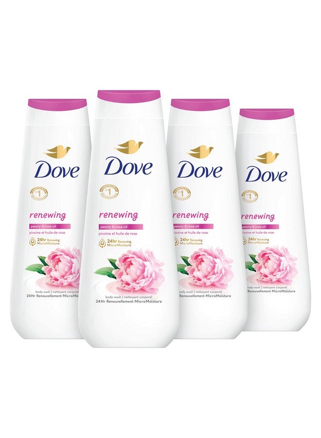 Dove Body Wash 4 Count Renewing Peony and Rose Oil for Renewed, Healthy-Looking Skin Gentle Skin Cleanser with 24hr Renewing MicroMoisture 20 oz - Image 1