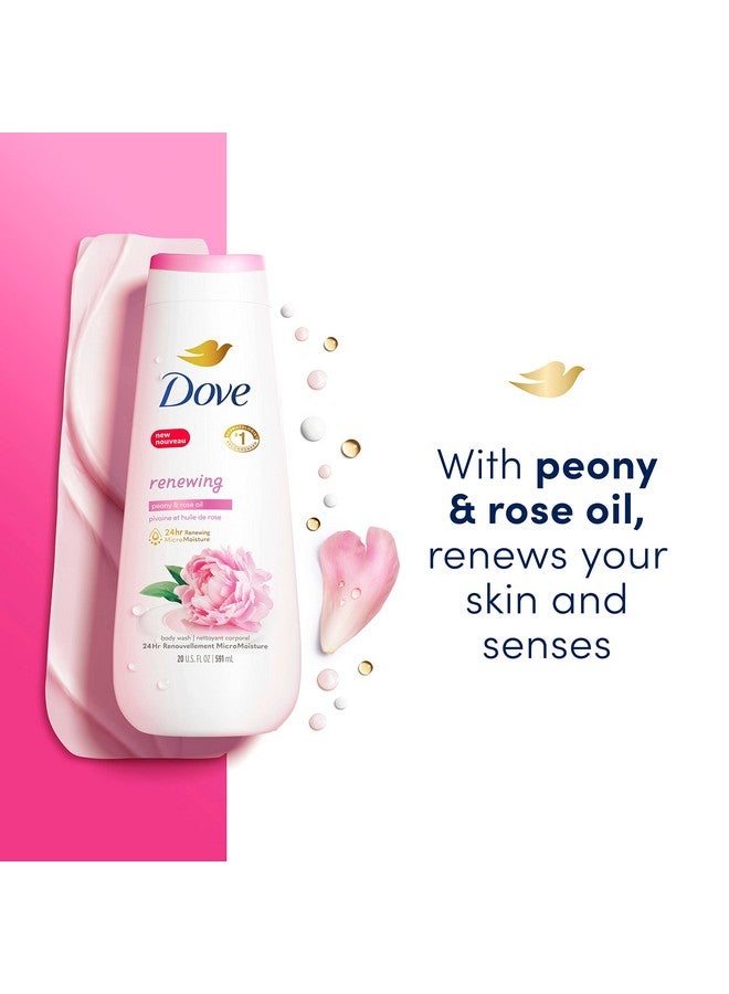 Dove Body Wash 4 Count Renewing Peony and Rose Oil for Renewed, Healthy-Looking Skin Gentle Skin Cleanser with 24hr Renewing MicroMoisture 20 oz - Image 3