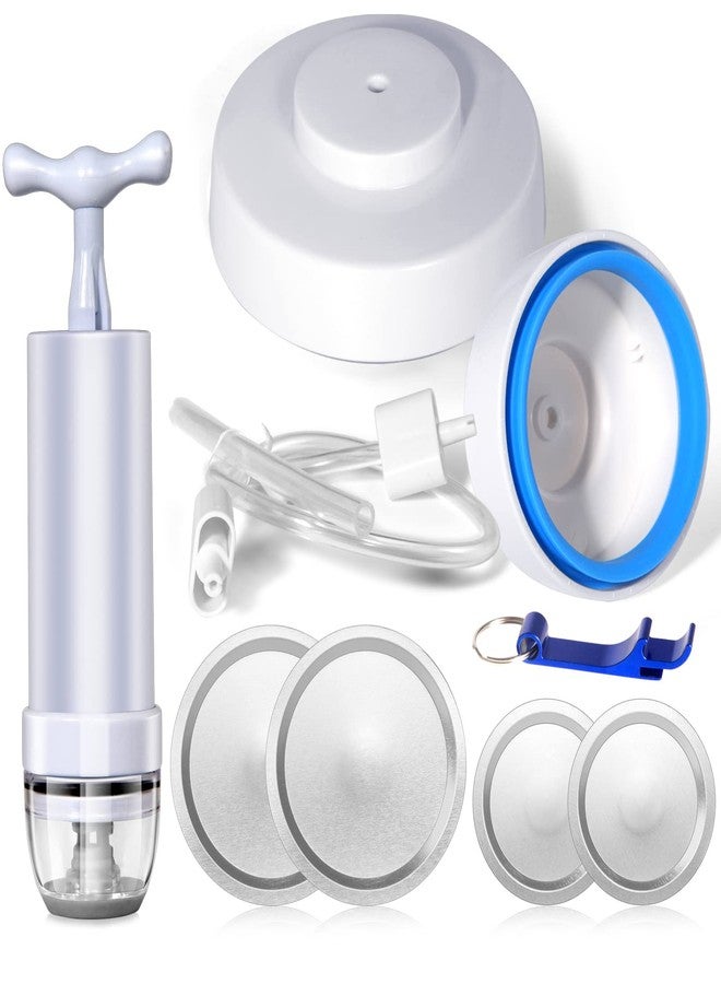 Prettyia Mason Jar Sealer and Accessory Hose Compatible with FoodSaver Vacuum, a Manual Portable Pump Can Opener, Kit for Ball Regular & Wide-Mouth, kitchen Tools, White - Image 1