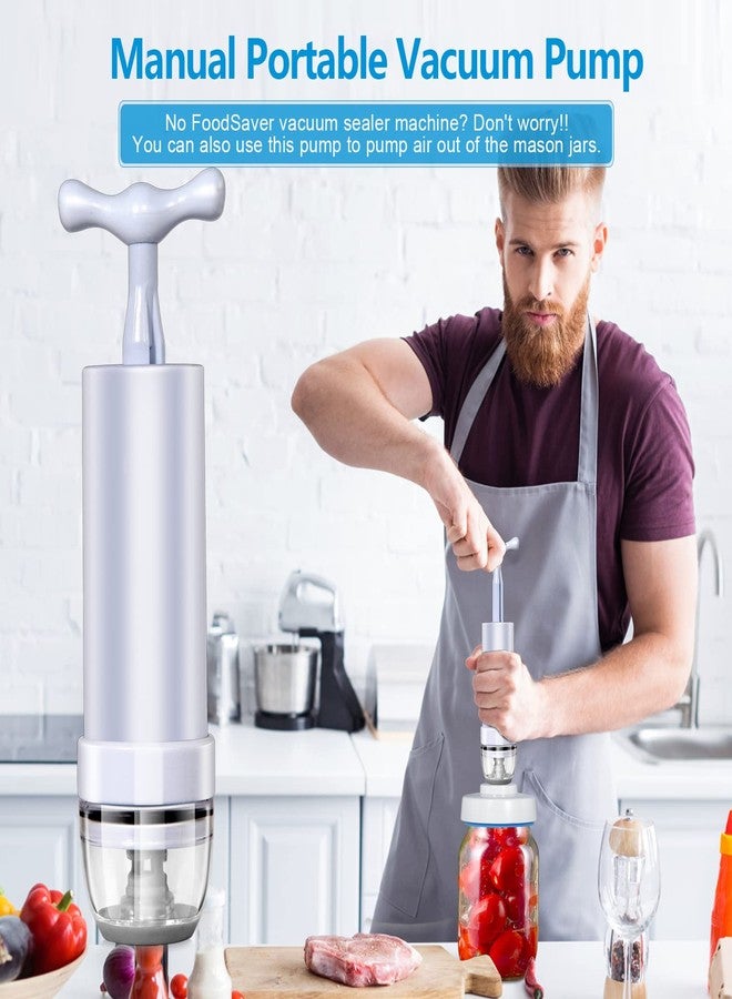 Prettyia Mason Jar Sealer and Accessory Hose Compatible with FoodSaver Vacuum, a Manual Portable Pump Can Opener, Kit for Ball Regular & Wide-Mouth, kitchen Tools, White - Image 2