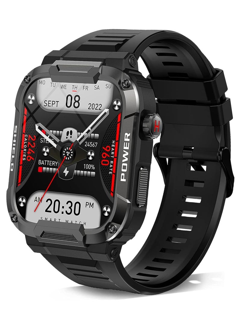 Smart Watches for Men, 1.85" Tactical Military Smartwatch - IP68 Waterproof, Bluetooth Call (Answer/Make Calls), 100+ Sports Modes, Fitness Tracker for iPhone Android Phone  - Image 1