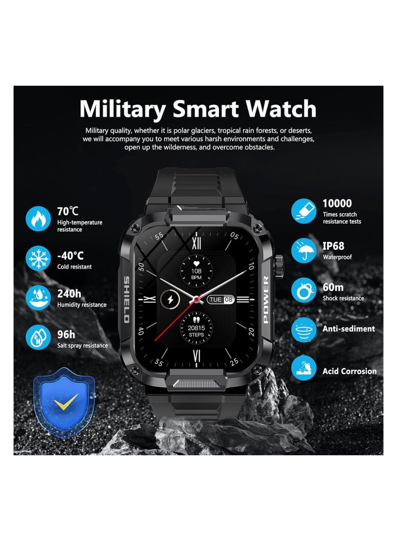 Smart Watches for Men, 1.85" Tactical Military Smartwatch - IP68 Waterproof, Bluetooth Call (Answer/Make Calls), 100+ Sports Modes, Fitness Tracker for iPhone Android Phone  - Image 2
