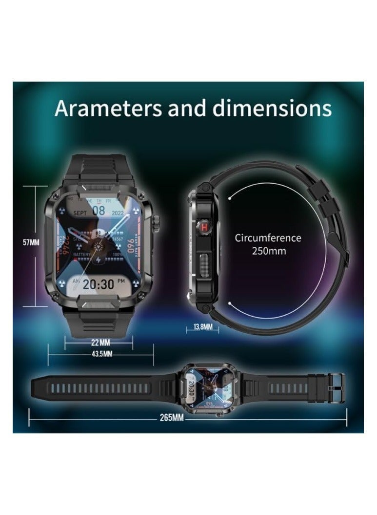 AUX Men’s Rugged Smart Watch with 1.85” AMOLED Display, Bluetooth Calling, 100+ Sports Modes, IP68 Waterproof, Tactical Military Design – Compatible with Android & iOS - Image 4