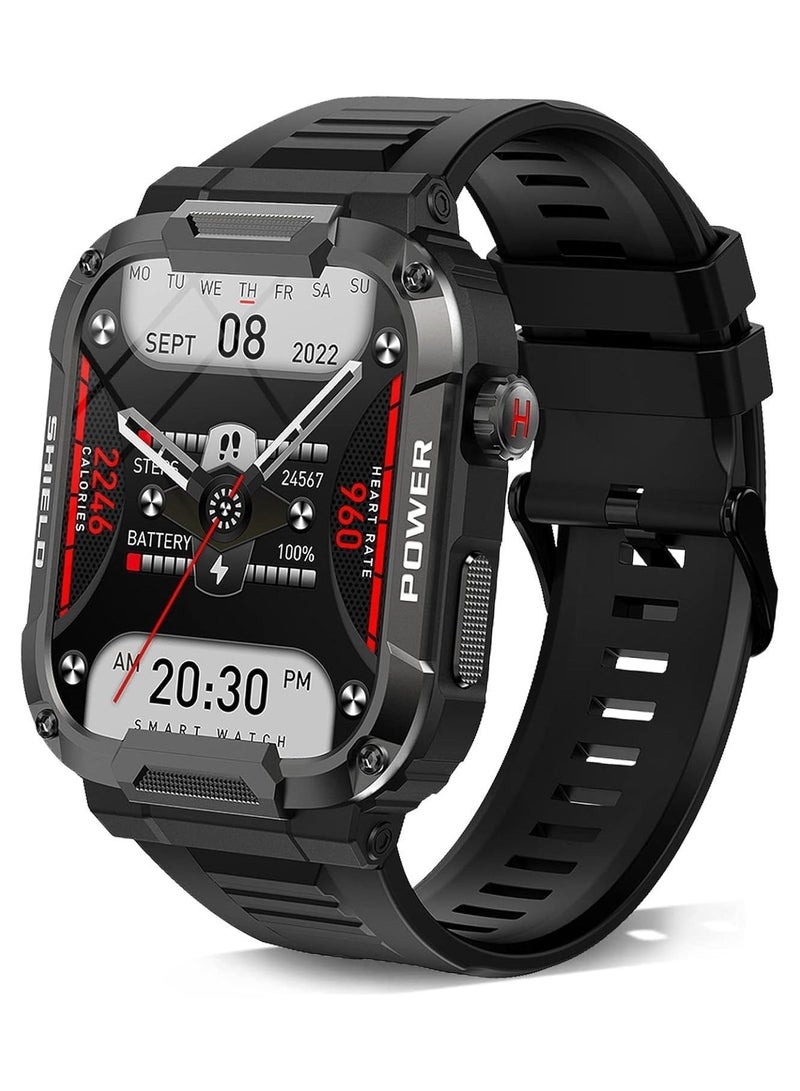 AUX Men’s Rugged Smart Watch with 1.85” AMOLED Display, Bluetooth Calling, 100+ Sports Modes, IP68 Waterproof, Tactical Military Design – Compatible with Android & iOS - Image 1