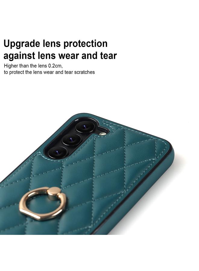 S-TOP Case For Samsung Galaxy S23 5G Rhombic PU Leather Phone Case with Ring Holder - Image 5