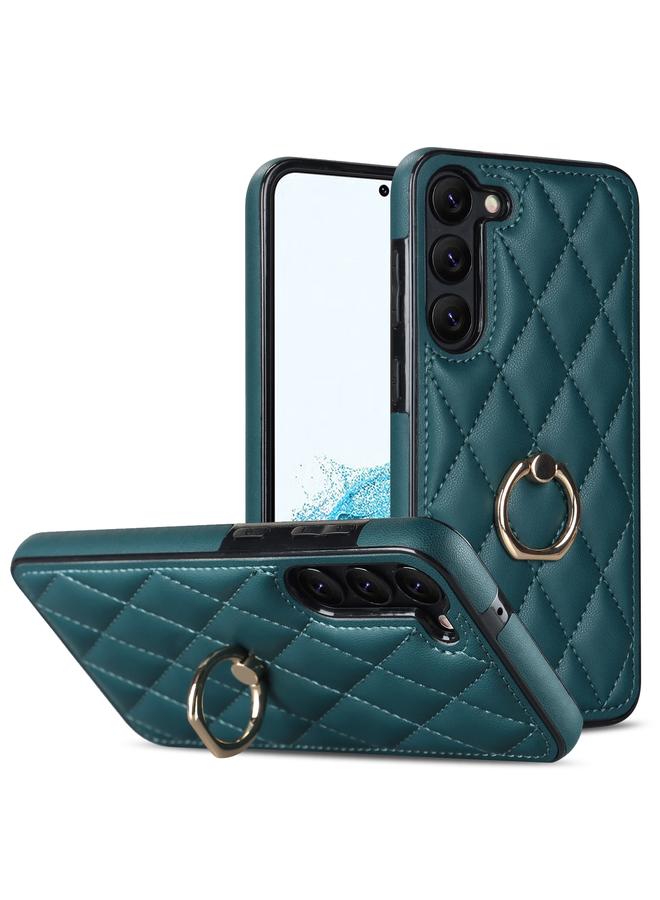 S-TOP Case For Samsung Galaxy S23 5G Rhombic PU Leather Phone Case with Ring Holder - Image 1