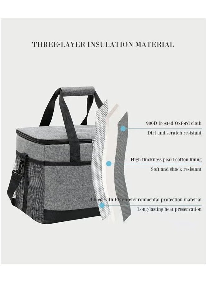 Outdoor Large Lunch Bag for Men/Women Insulated Reusable 35L Lunch Box Leakproof Cooler Tote Bag Freezable Waterproof Oxford Ice Refrigerated Lightweight Fresh-keeping for Office Work Picnic Beach ( - Image 3