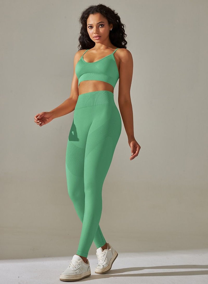Loquat Yoga Tight Fitting Stretch Soft Sets Green - Image 1